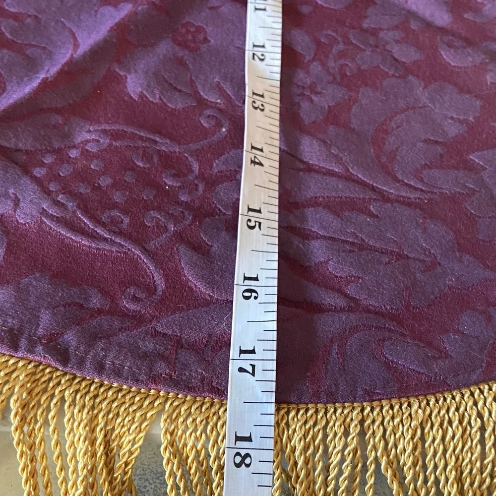 Pair of 2 Burgundy Brocade table toppers